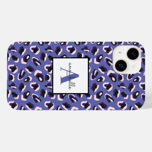 Monogram Paars Dierenluipaard Afdrukken op maat Case-Mate iPhone Case (Achterkant (horizontaal))