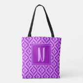 Monogram Paars Drie-Tonen Diamant Patroon Tote Bag (Achterkant)