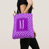 Monogram Paars Drie-Tonen Diamant Patroon Tote Bag (Dichtbij)