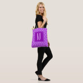 Monogram Paars Drie-Tonen Diamant Patroon Tote Bag (Op model)