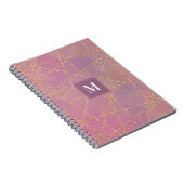 Monogram Paars en Glitter Geometric Notitieboek (Rechterzijde)
