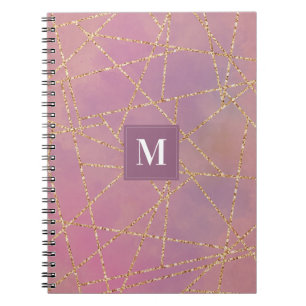 Monogram Paars en Glitter Geometric Notitieboek