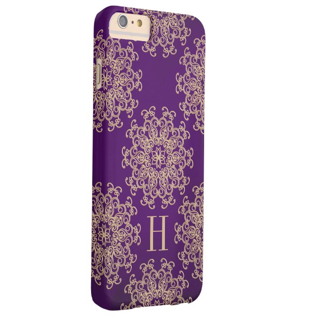 Monogram Paars en goudmeeuw Case-Mate iPhone Case (Achterkant/Rechts)
