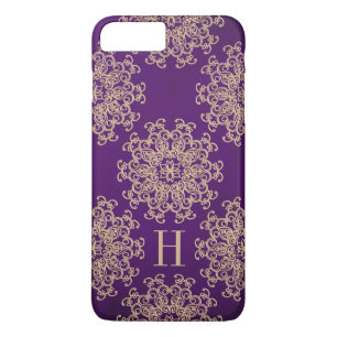 Monogram Paars en goudmeeuw iPhone 8/7 Plus Hoesje