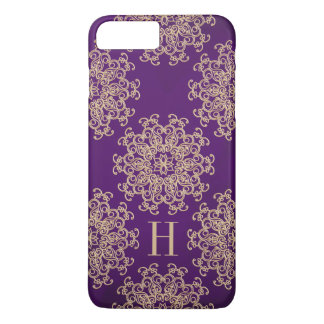 Monogram Paars en goudmeeuw iPhone 8/7 Plus Hoesje