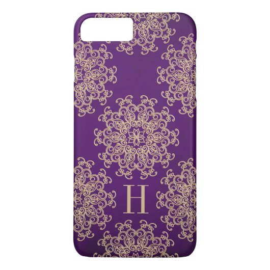 Monogram Paars en goudmeeuw Case-Mate iPhone Case (Achterkant)