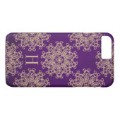 Monogram Paars en goudmeeuw Case-Mate iPhone Case (Achterkant (Horizontaal))