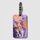 Monogram Paars en koraal Abstract Bagagelabel (Voorkant (verticaal))