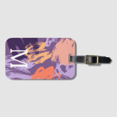 Monogram Paars en koraal Abstract Bagagelabel (Voorkant (horizontaal))