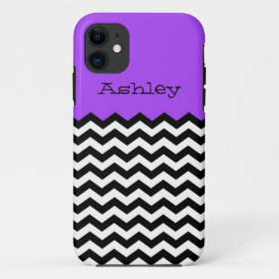 Monogram, Paars en wit Chevron iPhone/5S Case-Mate iPhone Case