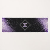 Monogram Paars Faux Glitter Yogamat (Achterkant (horizontaal))