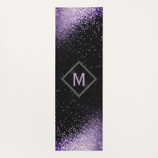 Monogram Paars Faux Glitter Yogamat (Achterkant)