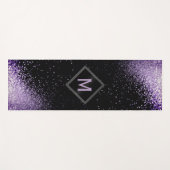 Monogram Paars Faux Glitter Yogamat (Voorkant (horizontaal))