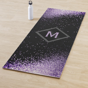 Monogram Paars Faux Glitter Yogamat