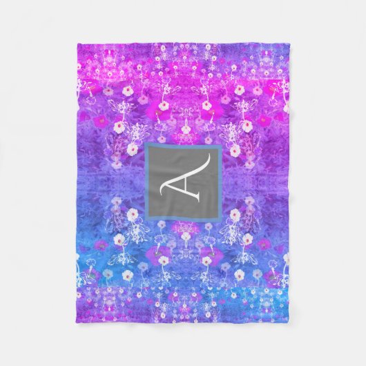 Monogram Paars Fleece Deken (Voorkant)