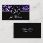 Monogram Paars Floral Visitekaartje (Voorkant / Achterkant)