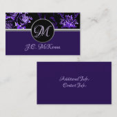 Monogram Paars Floral Visitekaartje 2 (Voorkant / Achterkant)
