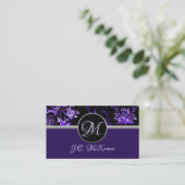 Monogram Paars Floral Visitekaartje 2 (Staand voorkant)