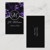 Monogram Paars Floral Visitekaartje 3 (Voorkant / Achterkant)