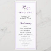 Monogram Paars Formele Elegant Wedding Programmakaart (Voorkant)