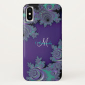 Monogram Paars Fractal Lace iPhone Case (Achterkant)
