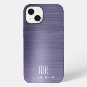 Monogram Paars Geborsteld Metaal iPhone 13 Hoesje
