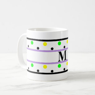 Monogram Paars Geel Groen Stippen Koffiemok