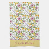 Monogram Paars Geel Wit Groen Bloemig Chic Theedoek (Verticaal)