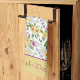 Monogram Paars Geel Wit Groen Bloemig Chic Theedoek