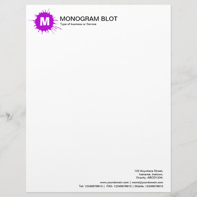 Monogram - Paars Gepersonaliseerd Briefhoofd (Voorkant)
