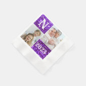 Monogram Paars Glitter 2 Foto's Collage Servet (Hoek)