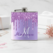 Monogram Paars Glitter Drift Girly Sparkle Heupfles