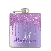 Monogram Paars Glitter Drift Girly Sparkle Heupfles (Voorkant)