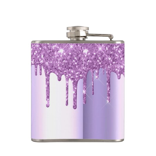 Monogram Paars Glitter Drift Girly Sparkle Heupfles (Achterkant)