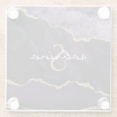 Monogram Paars Gold Agate Geode Glazen Onderzetter (Achterkant)