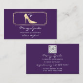 Monogram Paars Golden Lijst Shoes Heels Gold Visitekaartje (Voorkant / Achterkant)