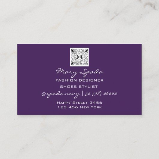 Monogram Paars Golden Lijst Shoes Heels Gold Visitekaartje (Achterkant)