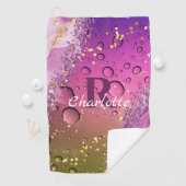 Monogram Paars, goud en witte ombre | Oceaan Golfhanddoek (Insitu)