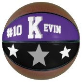 Monogram Paars, Grijs en Wit Basketbal (Voorkant)