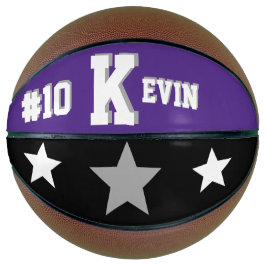 Monogram Paars, Grijs en Wit Basketbal