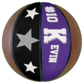 Monogram Paars, Grijs en Wit Basketbal (Verticaal)