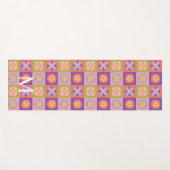 Monogram paars groen bloempatroon yogamat (Voorkant (horizontaal))