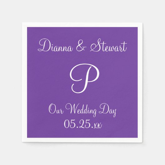 Monogram Paars - hartritmevormig vast kleurenpapie Servet (Voorkant)