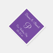 Monogram Paars - hartritmevormig vast kleurenpapie Servet (Hoek)