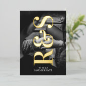 Monogram Paars Herfst Save The Date Folie Uitnodiging (Staand Voorkant)
