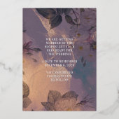 Monogram Paars Herfst Save The Date Folie Uitnodiging (Achterkant)