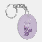 Monogram Paars Kat Sleutelhanger (Voorkant Links)