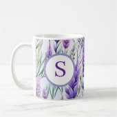 Monogram Paars Lavendel Bloemenveld Koffiemok (Links)