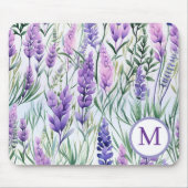 Monogram Paars Lavendel Bloemenveld Muismat (Voorkant)