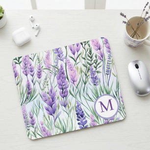 Monogram Paars Lavendel Bloemenveld Muismat